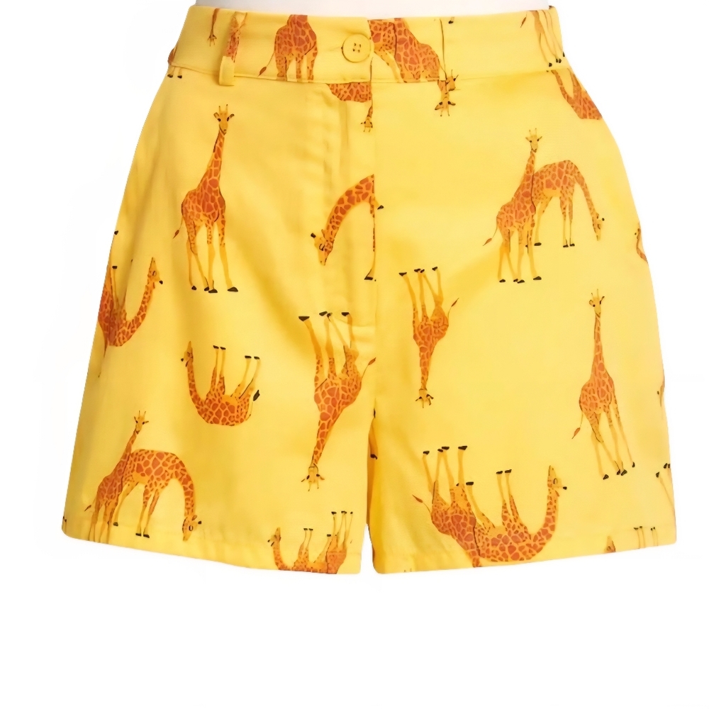 Yellow Giraffe Print Women’s Shorts